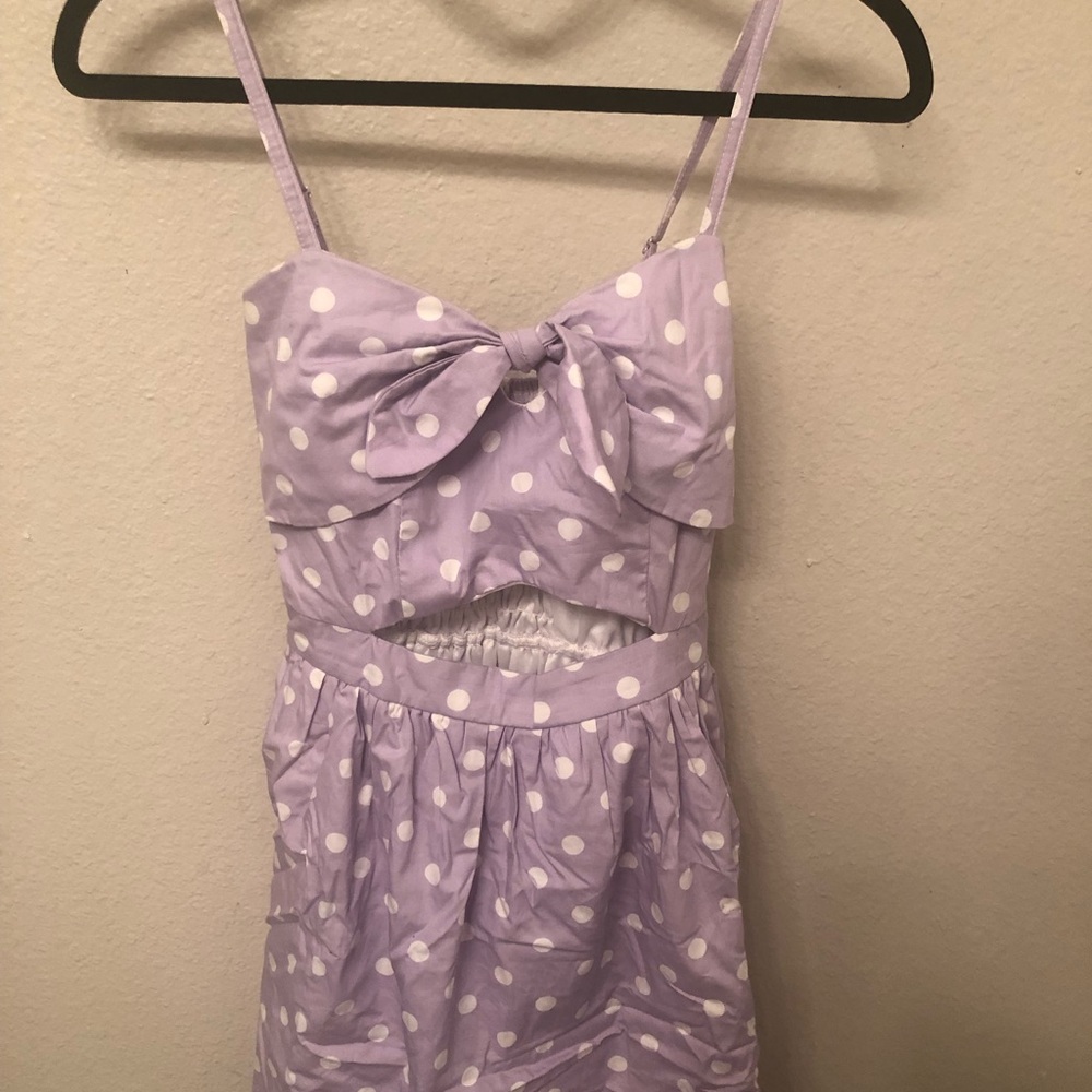 ON HOLD Bonne Chance Purple Polka Dot Dress